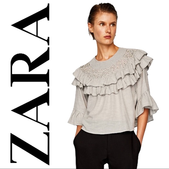 grey ruffle top